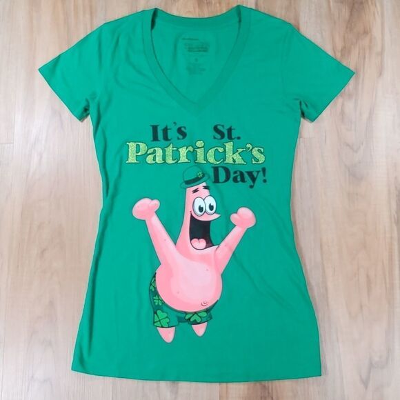 🔹️SpongeBob Green St. Patrick's Day Short Sleeve Tshirt Small - Picture 1 of 7